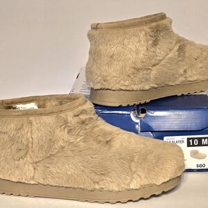 ARIZONA JEANS Slater Sand  Flat Heel Faux Fur Winter Boot Slipper Booties 10 M